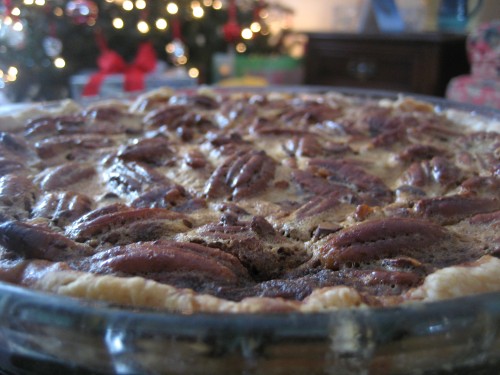 pecan pie with tree in the background